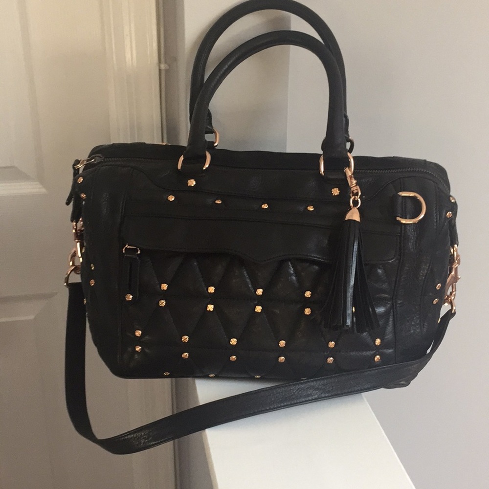 Rebecca Minkoff: Black leather & rose gold bag - Picture 1 of 8